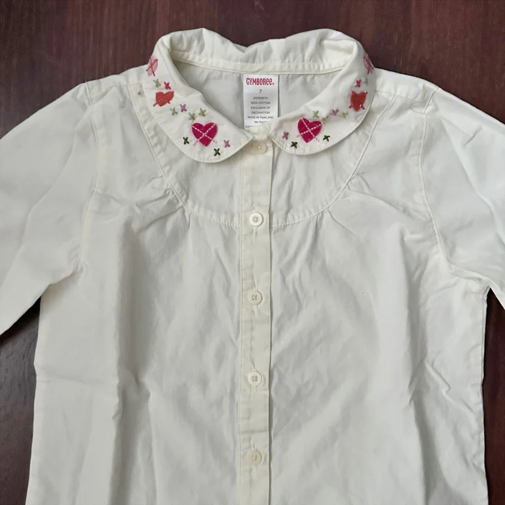 Gymboree 2-piece Cotton Long Sleeve Button Up Shirt & Sweater Vest Set Girls 7